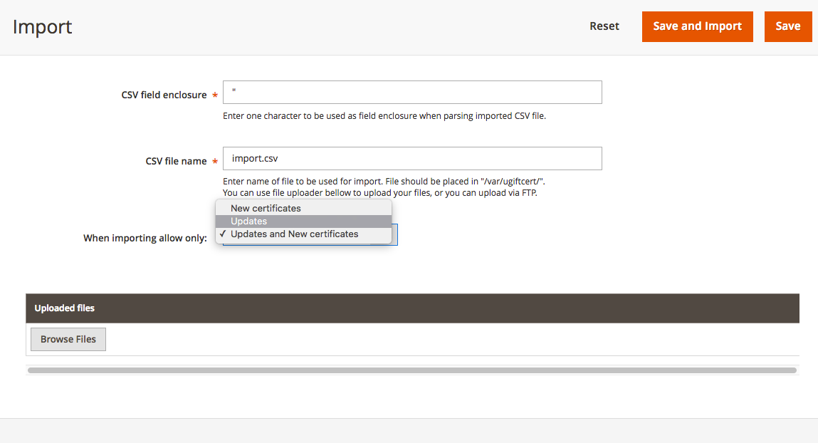 Import Page
